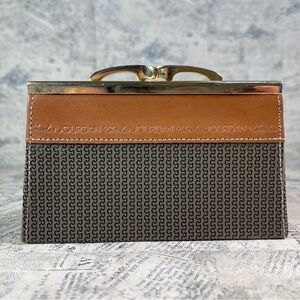Charles Jourdan Vintage Leather Kiss Lock Coin Purse French Designer Wallet